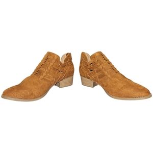 LC Lauren Conrad Suede Strappy Back Zip Mini Ankle Boots